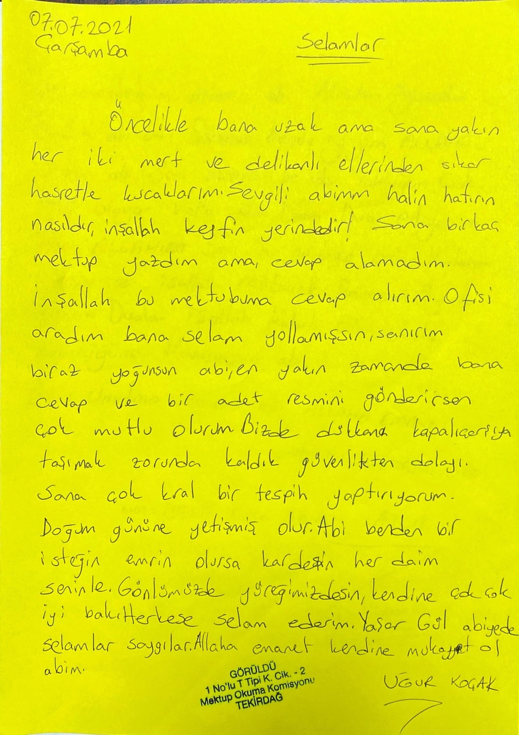 Sizden Gelenler Uğur Koçak